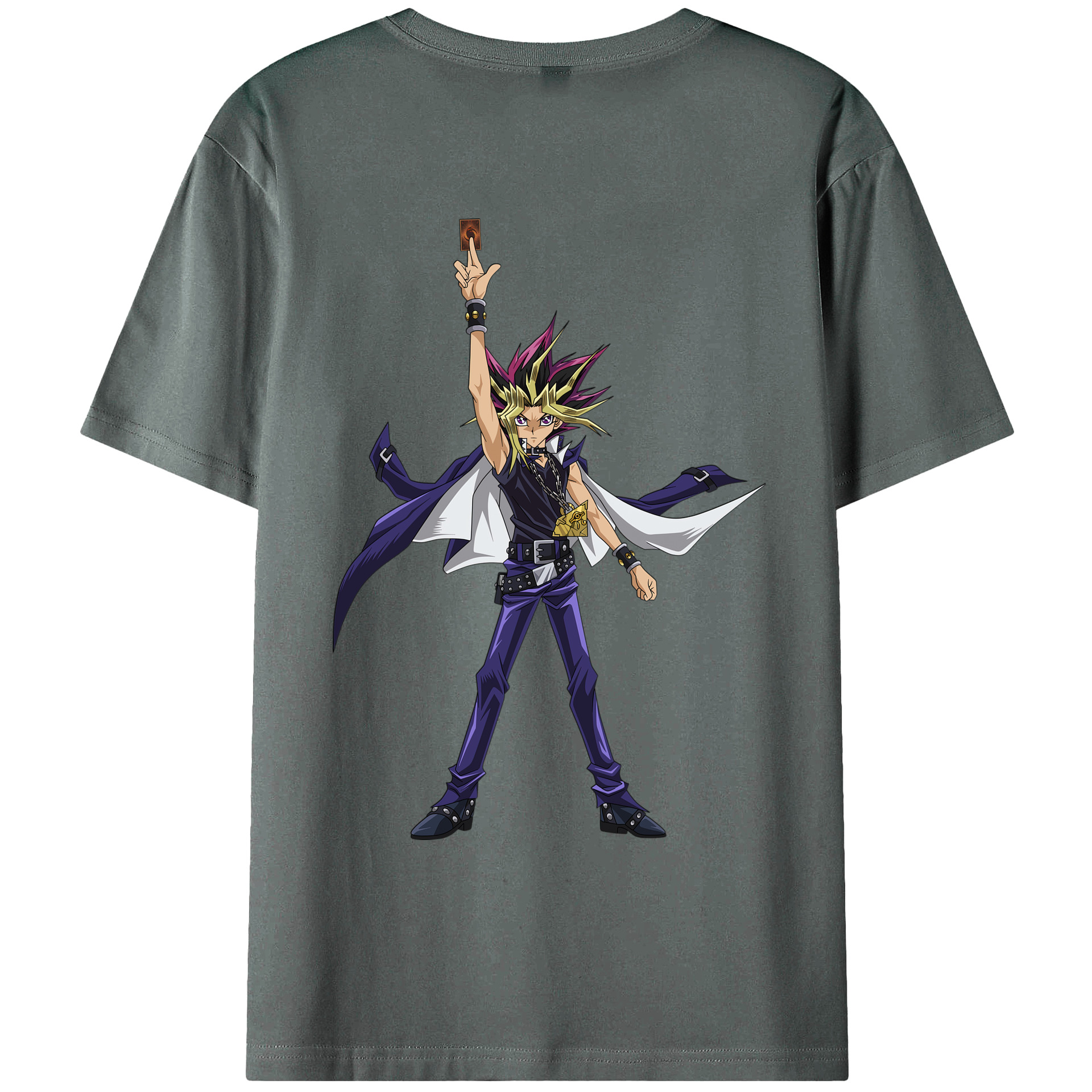 （画像用） 遊☆戯☆王 Yu-Gi-Oh! 綿100％ メンズ半袖Tシャツ（バックプリント） 通気性
